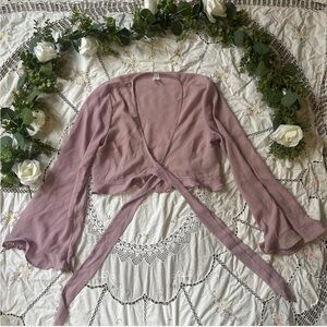 Live 4 Truth lilac tie up crop top with flare sleeves
